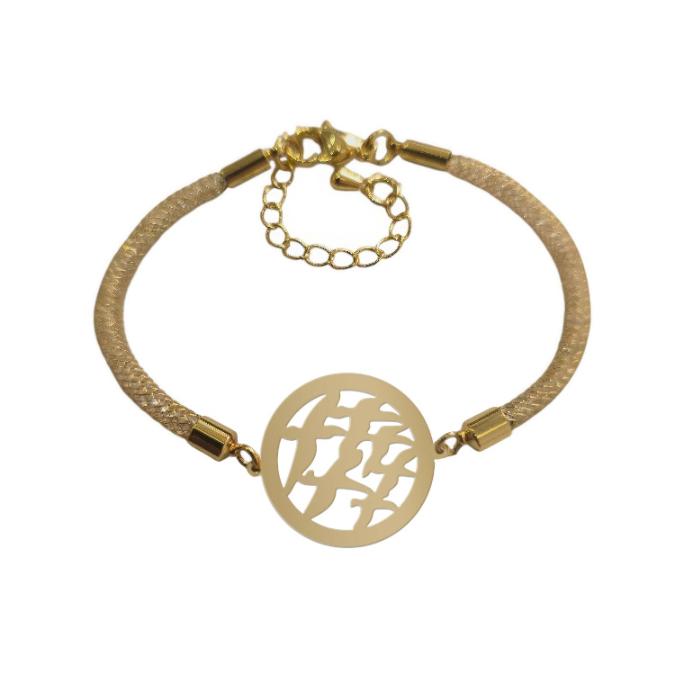 دستبند طلا 18 عیار زنانه شمیم گلد گالری مدل مینیمال طرح پرنده D39-9