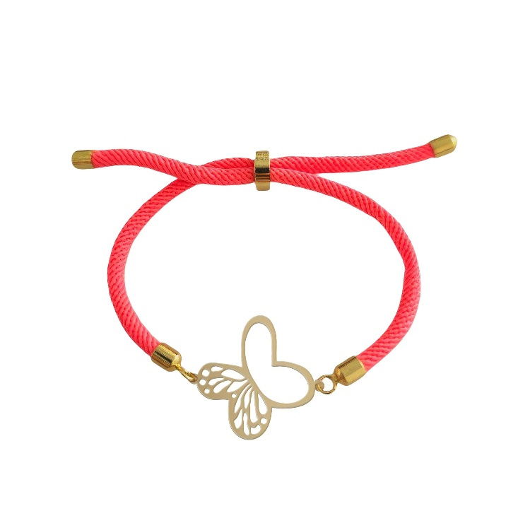 دستبند طلا 18 عیار زنانه شمیم گلد گالری طرح پروانه کد D21-32