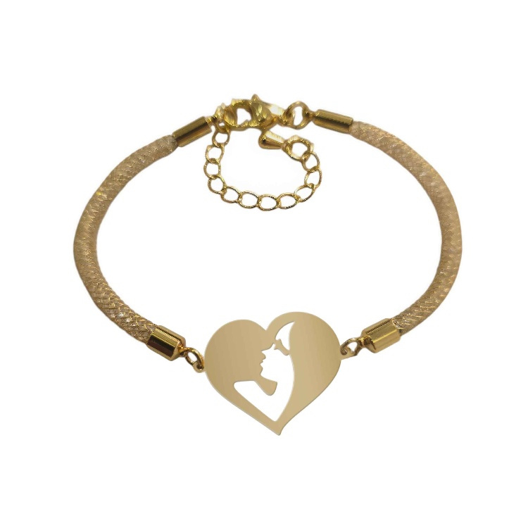 دستبند طلا 18 عیار زنانه شمیم گلد گالری طرح چهره زن کد D17-28