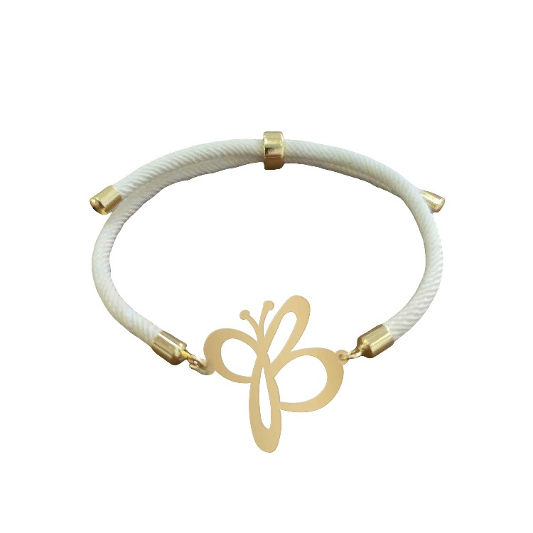 دستبند طلا 18 عیار زنانه شمیم گلد گالری طرح پروانه کد D5-37