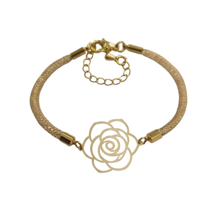 دستبند طلا 18 عیار زنانه شمیم گلد گالری مدل گل رز دستبند طلا 18 عیار زنانه شمیم گلد گالری مدل گل رز