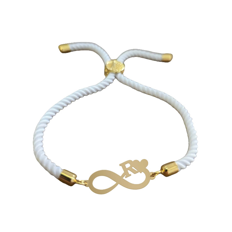 دستبند طلا 18 عیار زنانه شمیم گلد گالری طرح بی نهایت و حرف R کد D68-18