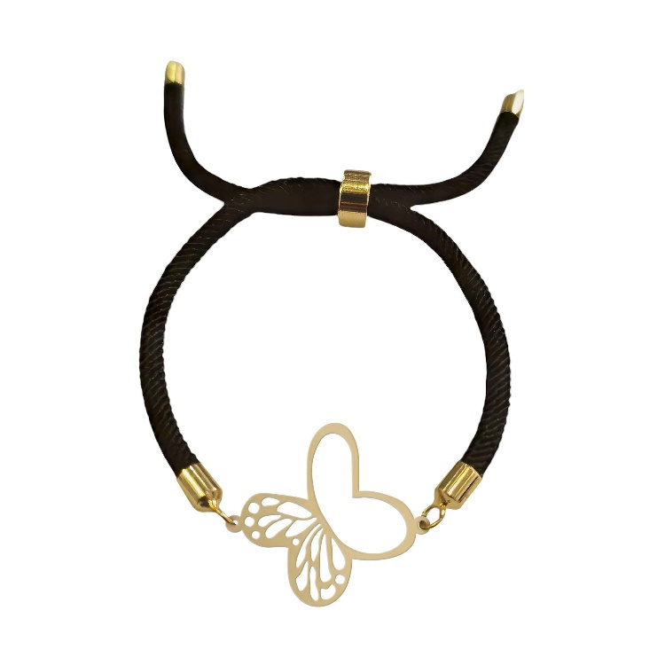 دستبند طلا 18 عیار زنانه شمیم گلد گالری مدل مینیمال پروانه کد D21-21