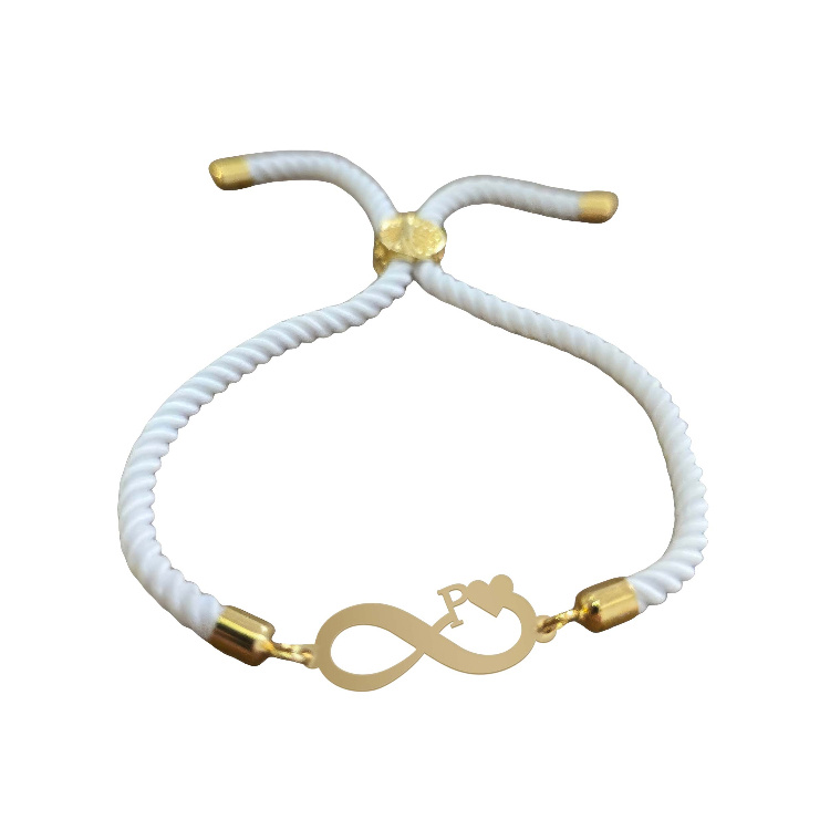 دستبند طلا 18 عیار زنانه شمیم گلد گالری مدل بینهایت و حرف P کد D71-18