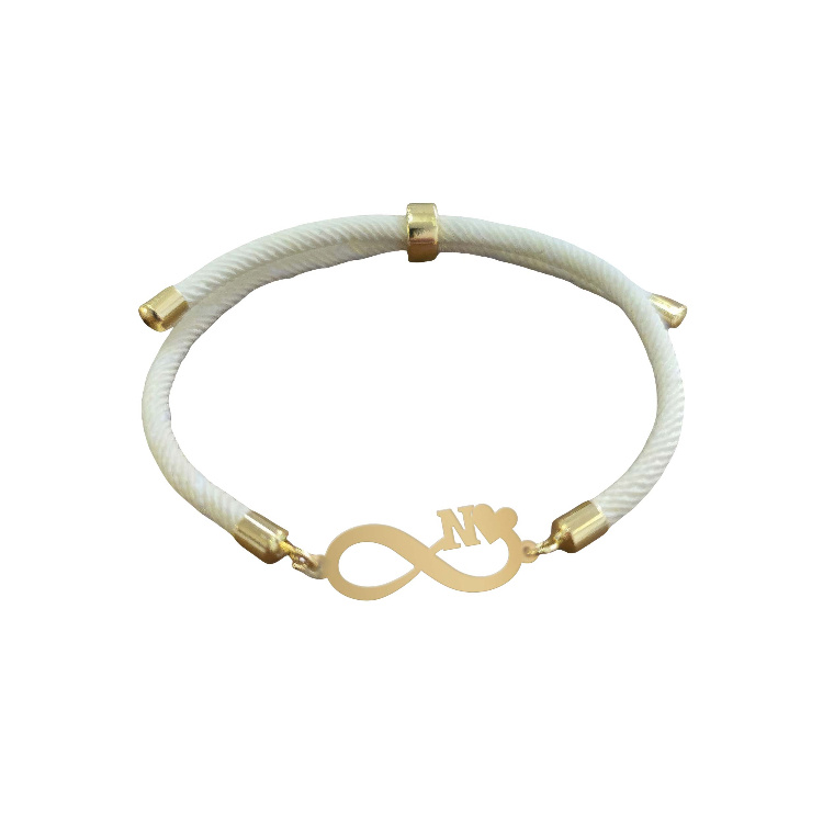دستبند طلا 18 عیار زنانه شمیم گلد گالری مدل بینهایت و حرف N کد D64-19