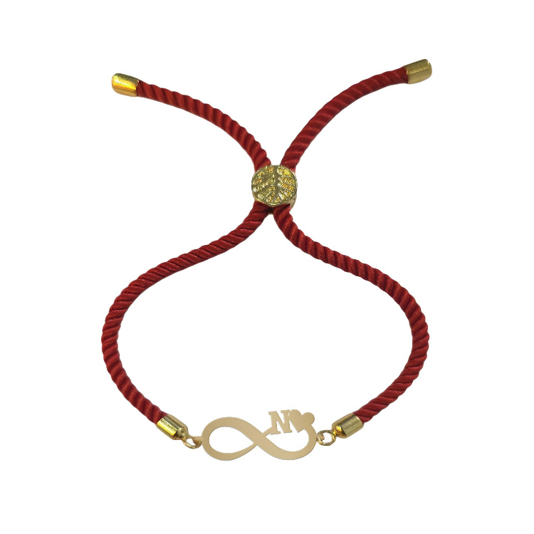 دستبند طلا 18 عیار زنانه شمیم گلد گالری 18 عیار کد بینهایت و حرف N کد D64-17