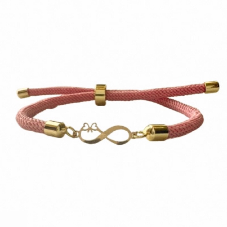 دستبند طلا 18 عیار زنانه شمیم گلد گالری مدل فانتزی بینهایت و پاپیون کد S49-2