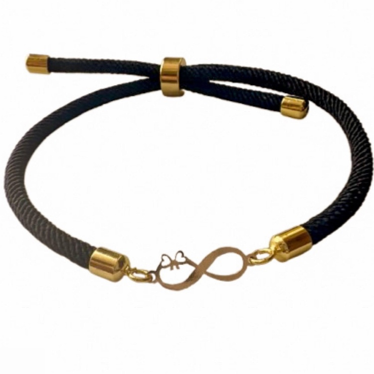 دستبند طلا 18 عیار زنانه شمیم گلد گالری طرح مینیمال بینهایت و پاپیون کد S-49