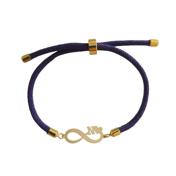 دستبند طلا 18 عیار زنانه شمیم گلد گالری مدل بینهایت و قلب حرف N کد D64-15