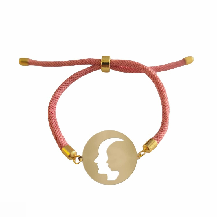 دستبند طلا 18 عیار زنانه شمیم گلد گالری طرح چهره و ماه کد D7-33