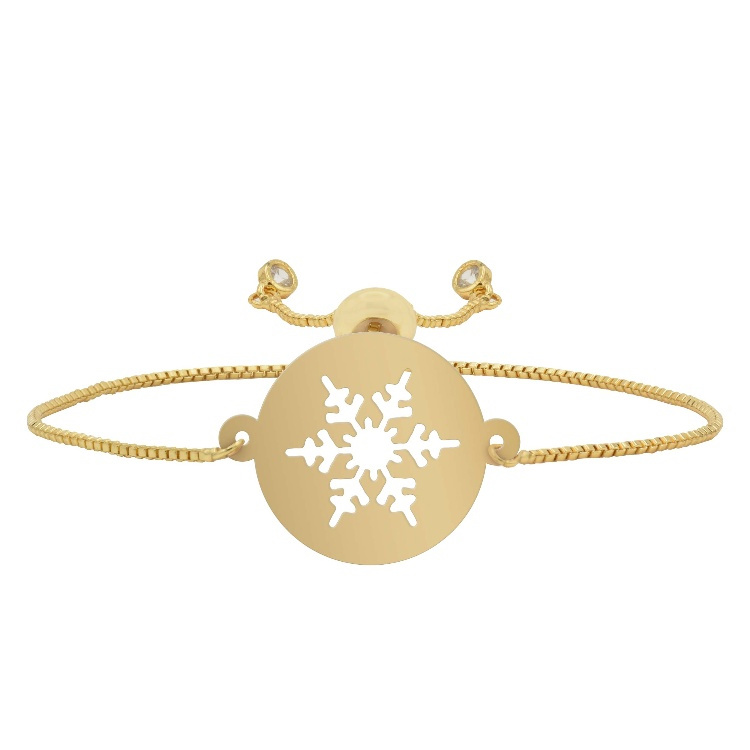 دستبند طلا 18 عیار زنانه شمیم گلد گالری طرح برف کد D27-22 دستبند طلا 18 عیار زنانه شمیم گلد گالری طرح برف کد D27-22