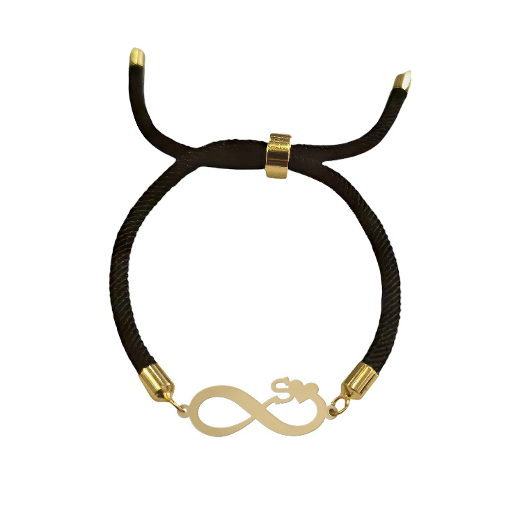 دستبند طلا 18 عیار زنانه شمیم گلد گالری طرح بینهایت و حرف S کد H32