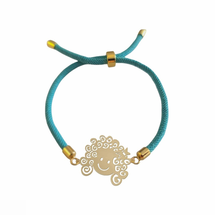 دستبند طلا 18 عیار زنانه شمیم گلد گالری مدل دختر مو فرفری کد D2-5