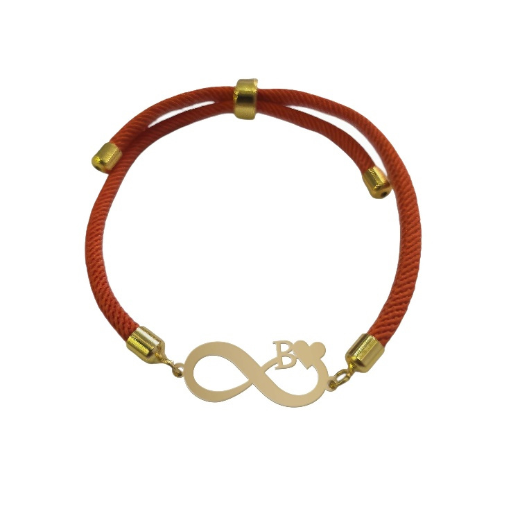 دستبند طلا 18 عیار زنانه شمیم گلد گالری طرح بینهایت و حرف B کد D69-16