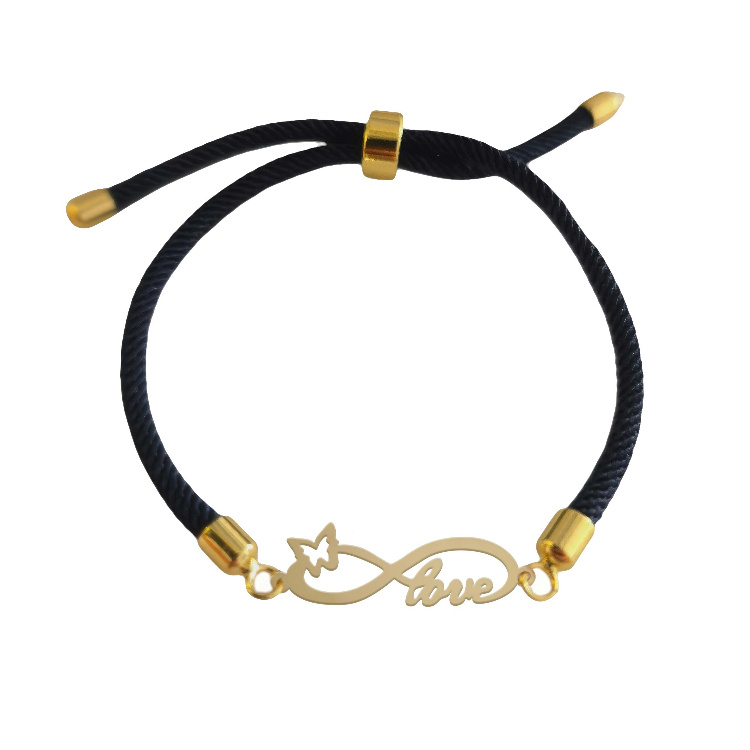 دستبند طلا 18 عیار زنانه شمیم گلد گالری مدل بینهایت و لاو کد D60-1