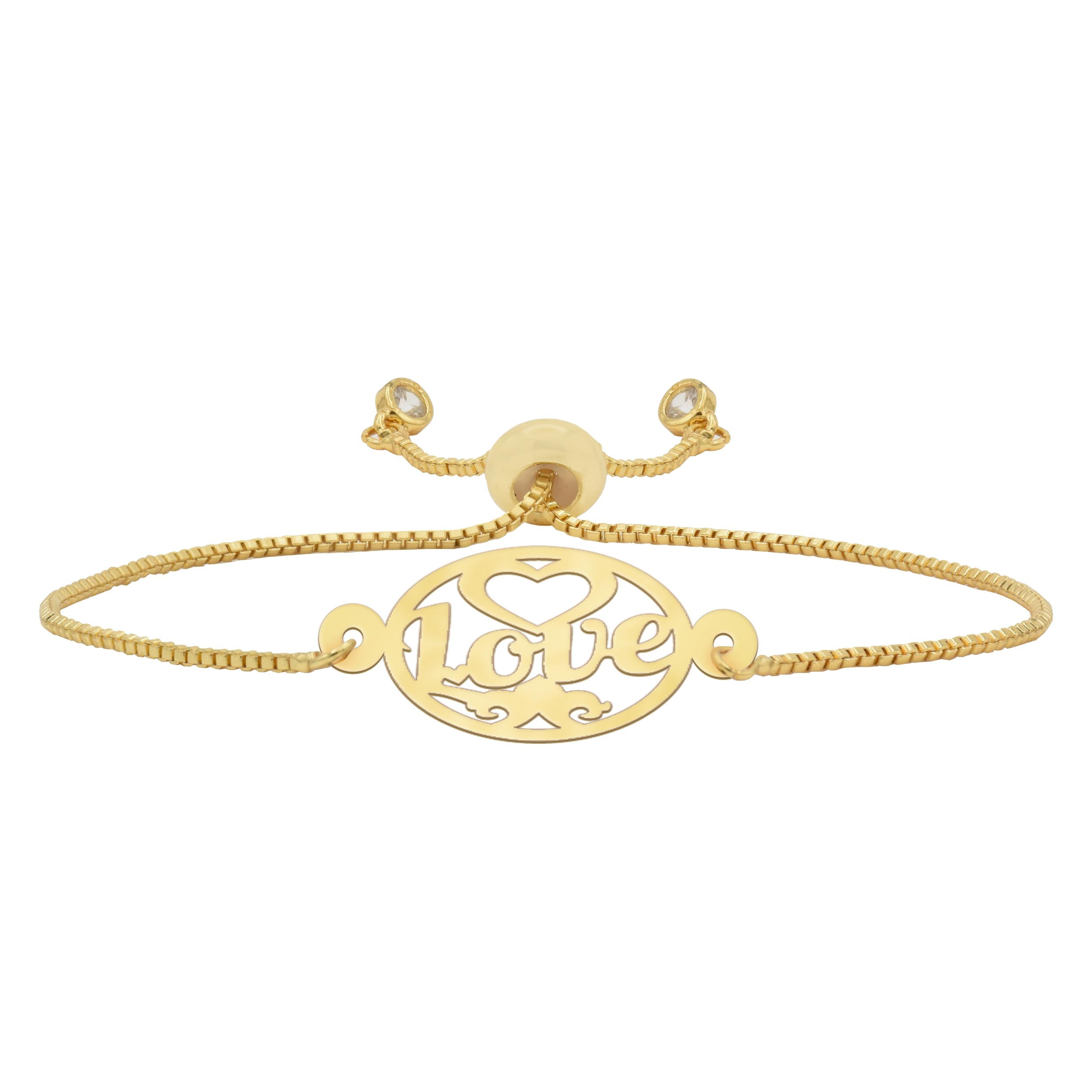 دستبند طلا 18 عیار شمیم گلد گالری طرح LOVE مدل D16