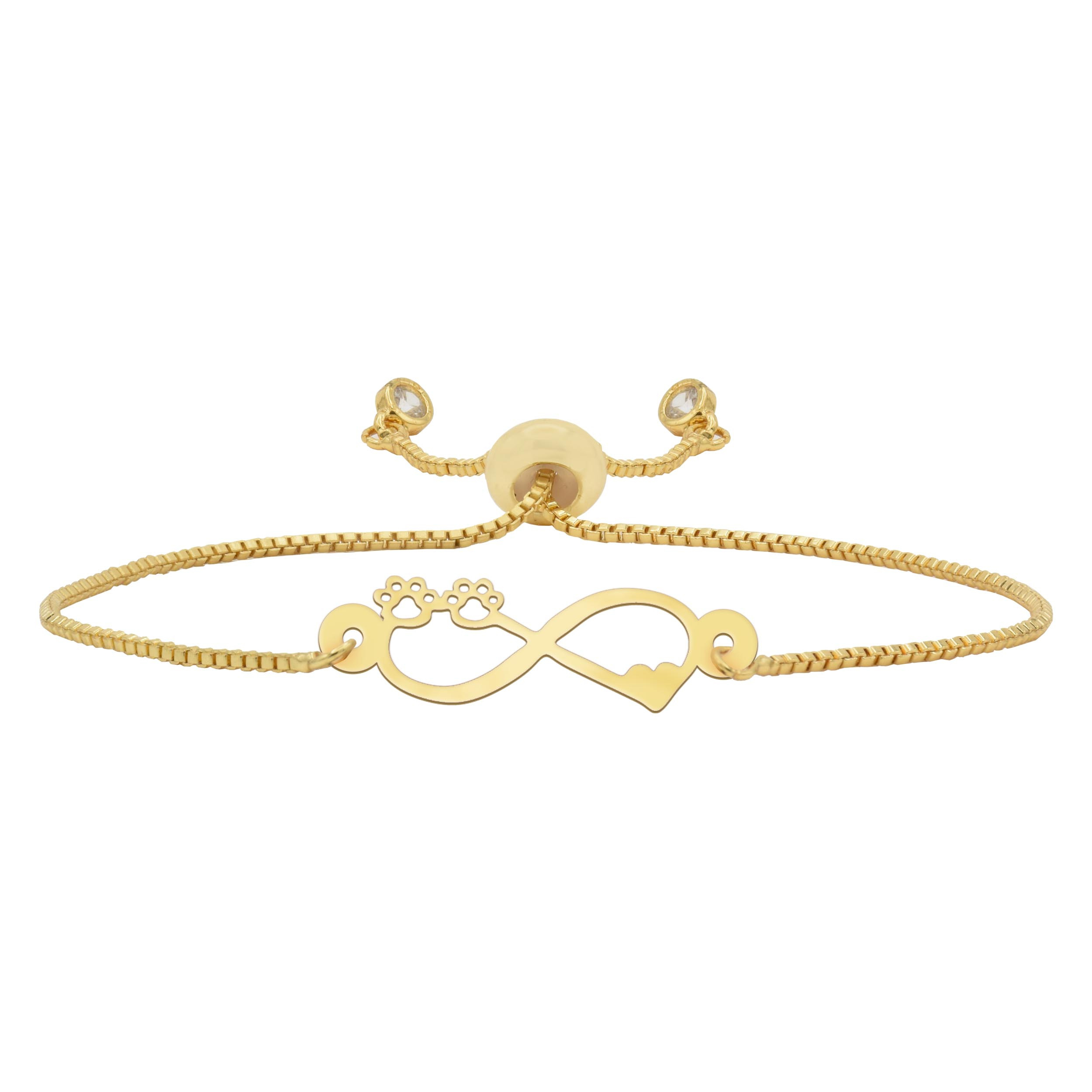 دستبند طلا 18 عیار شمیم گلد گالری مدل بی نهایت قلب