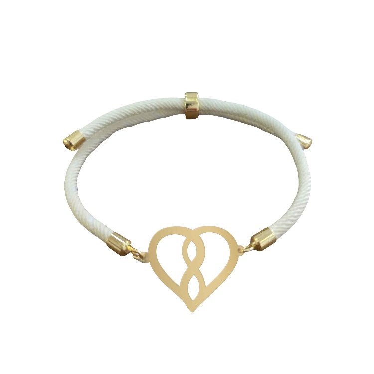 دستبند طلا 18 عیار زنانه شمیم گلد گالری مدل قلب و بینهایت کد D16-37