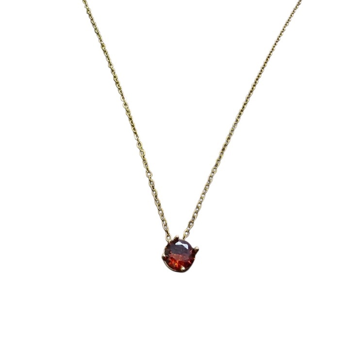 گردنبند طلا 18 عیار زنانه شمیم گلد گالری مدل مینیمال طرح یاقوت قرمز