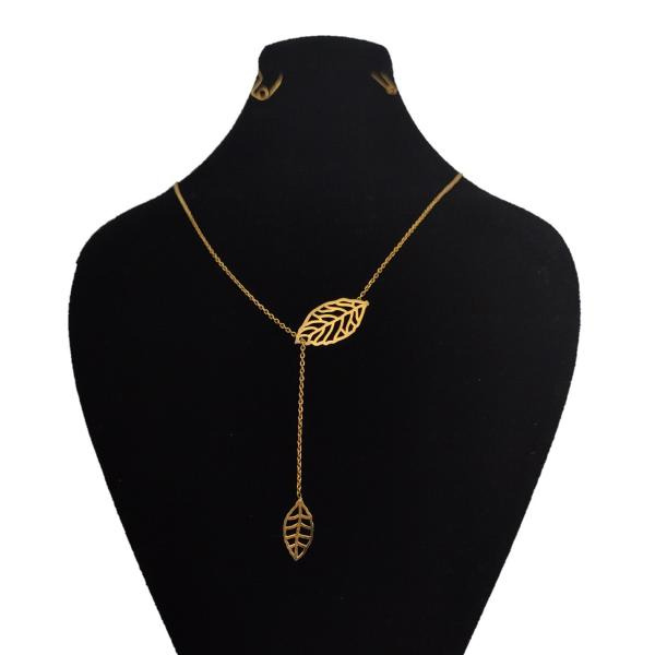 گردنبند طلا 18 عیار زنانه شمیم گلد گالری طرح برگ کد 12