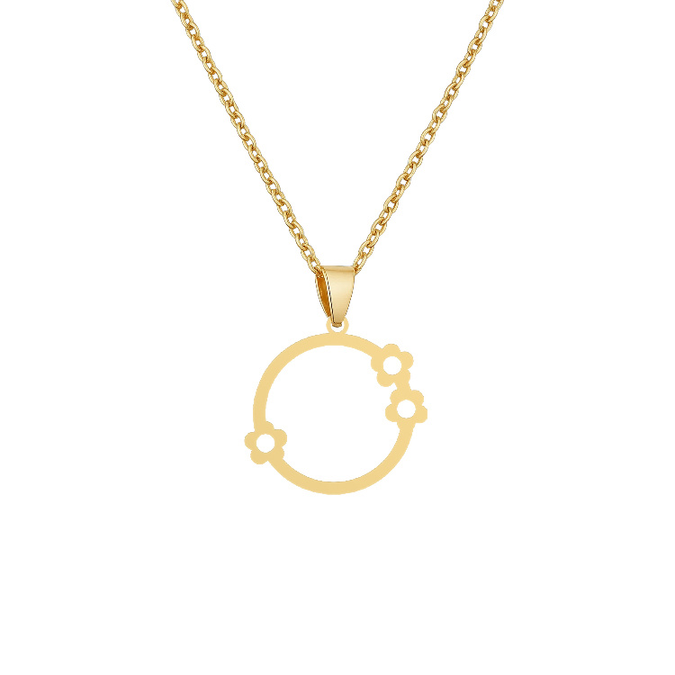 گردنبند طلا 18 زنانه شمیم گلد گالری مدل مینیمال دایره و گل Z-21