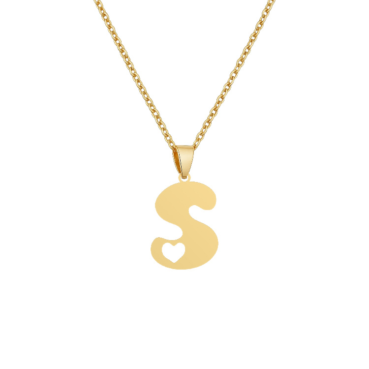گردنبند طلا 18 زنانه شمیم گلد گالری طرح مینیمال قلب و حرف S کد T-13