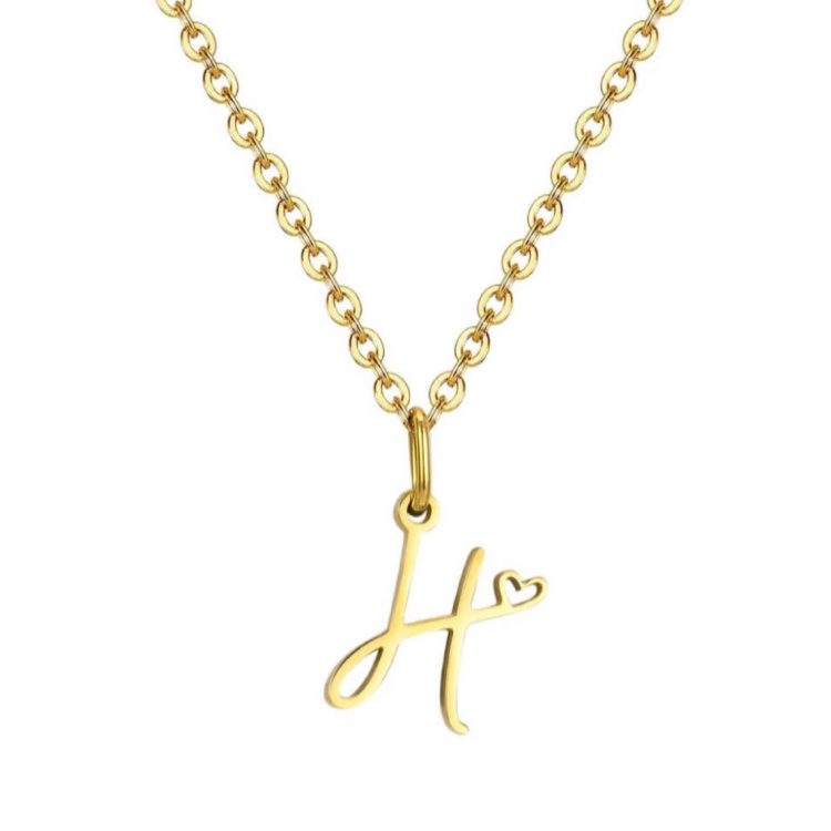 گردنبند طلا 18 عیار زنانه شمیم گلد گالری طرح حرف H و قلب کد S-6