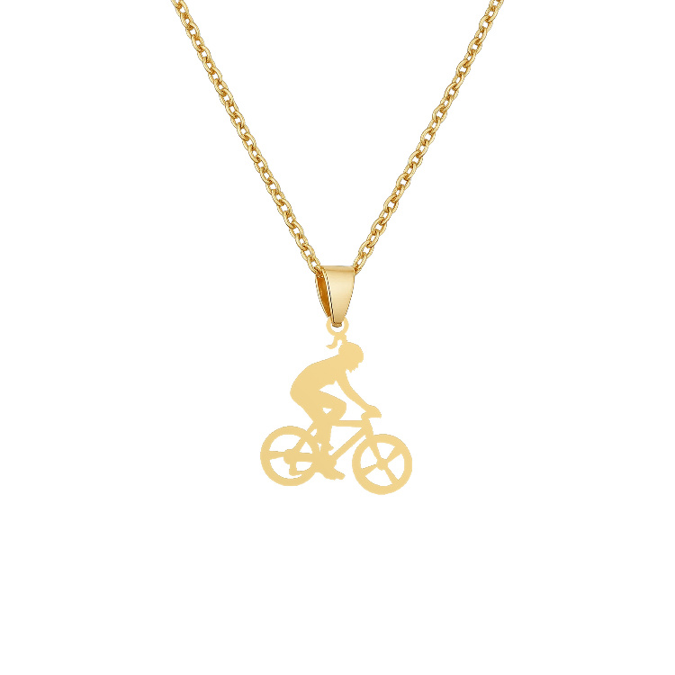 گردنبند طلا 18 زنانه شمیم گلد گالری طرح ورزشی دختر دوچرخه سوار کد Z-24