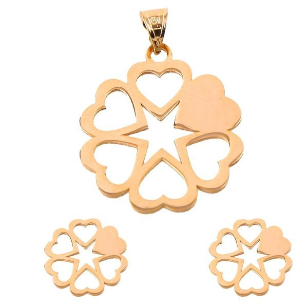 نیم ست طلا 18 عیار شمیم گلد گالری کد 12009