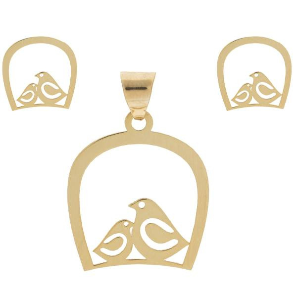 نیم ست طلا 18 عیار زنانه شمیم گلد گالری طرح پرنده کد SG566