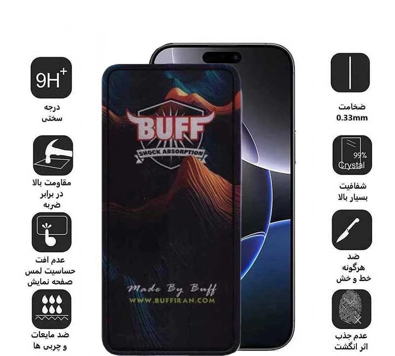 محافظ صفحه نمایش 5D بوف مدل Mountain-Guarantee مناسب برای گوشی موبایل اپل iPhone 17 Pro