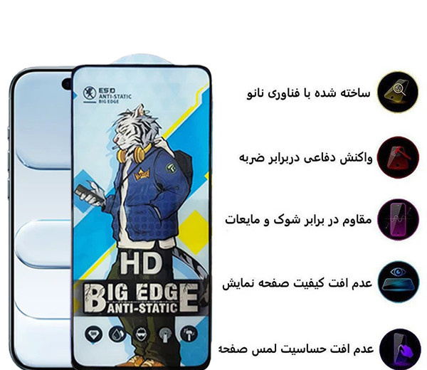محافظ صفحه نمایش اپیکوی مدل Tiger-Big Edge مناسب برای گوشی موبایل اپل iphone 17 pro