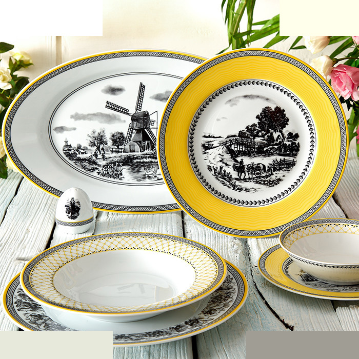 سرویس غذاخوری 102 پارچه چینی زرین ایران سری ایتالیا اف مدل ویلیج درجه عالی