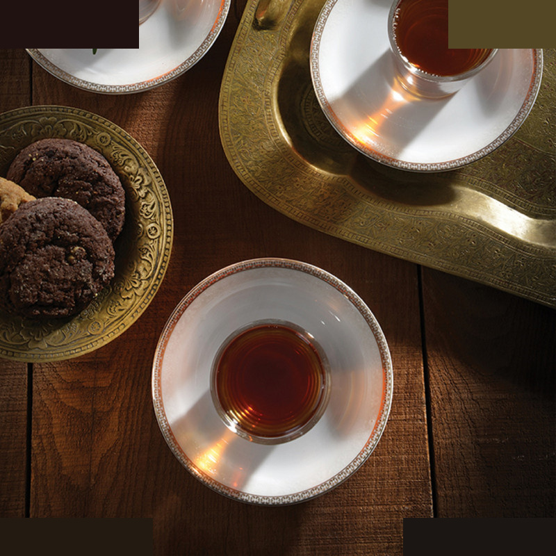 نعلبکی چینی زرین ایران مدل زیر استکان دوری 13 ریوا طلایی درجه عالی بسته 6 عددی