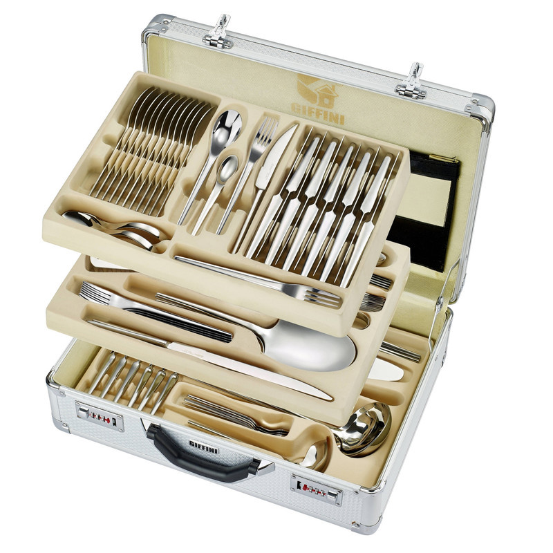 سرویس قاشق و چنگال 142 پارچه جی فی نی مدل لاکچری کد 068