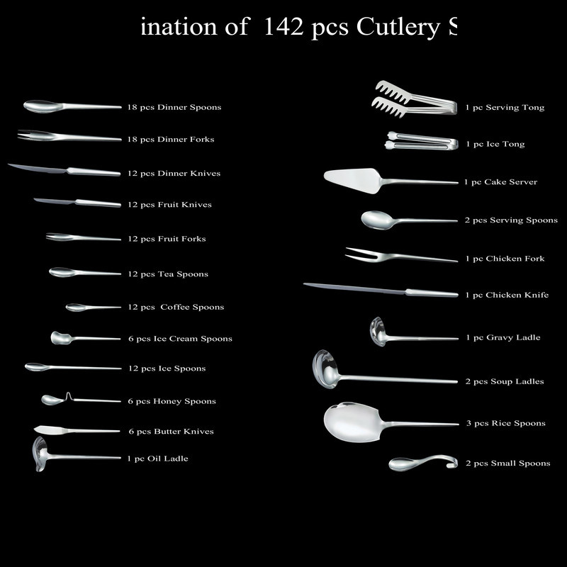سرویس قاشق و چنگال 142 پارچه جی فی نی مدل 194 لاکچری