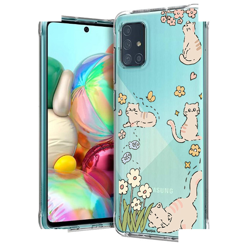 کاور گوشی طرح Cat & Flower مناسب برای گوشی موبایل سامسونگ Galaxy A71