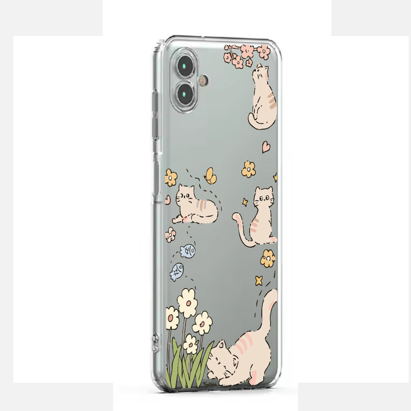 کاور طرح Cat & Flower مناسب برای گوشی موبایل سامسونگ Galaxy A06