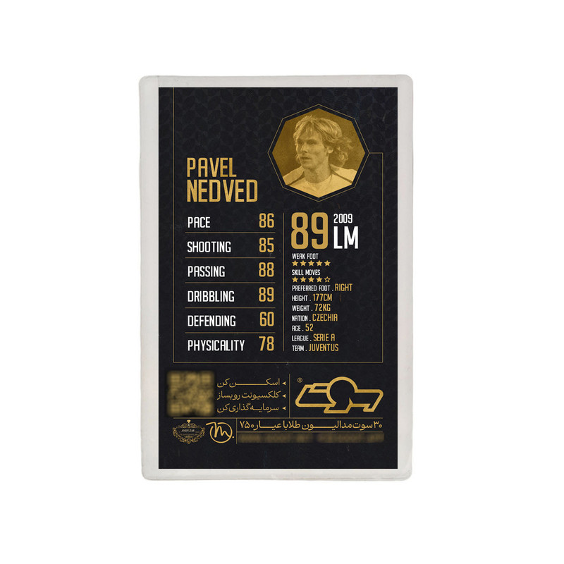 طلا گرمی 18 عیار مدوپد مدل Pavel Nedved طرح فوتبالی 2025 کد SO10092