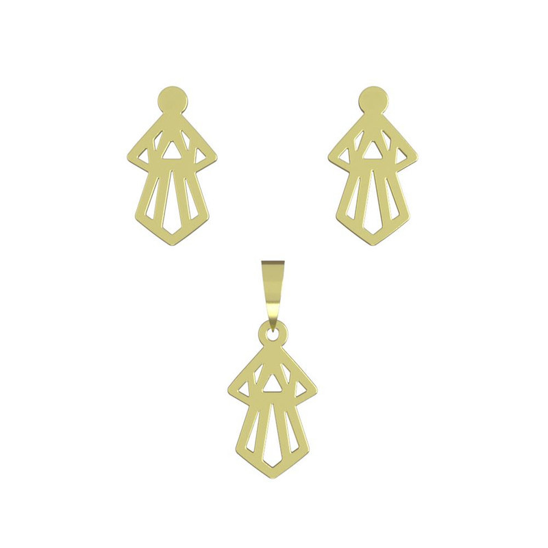 نیم ست طلا 18 عیار زنانه مدوپد مدل هندسی کد NA10203