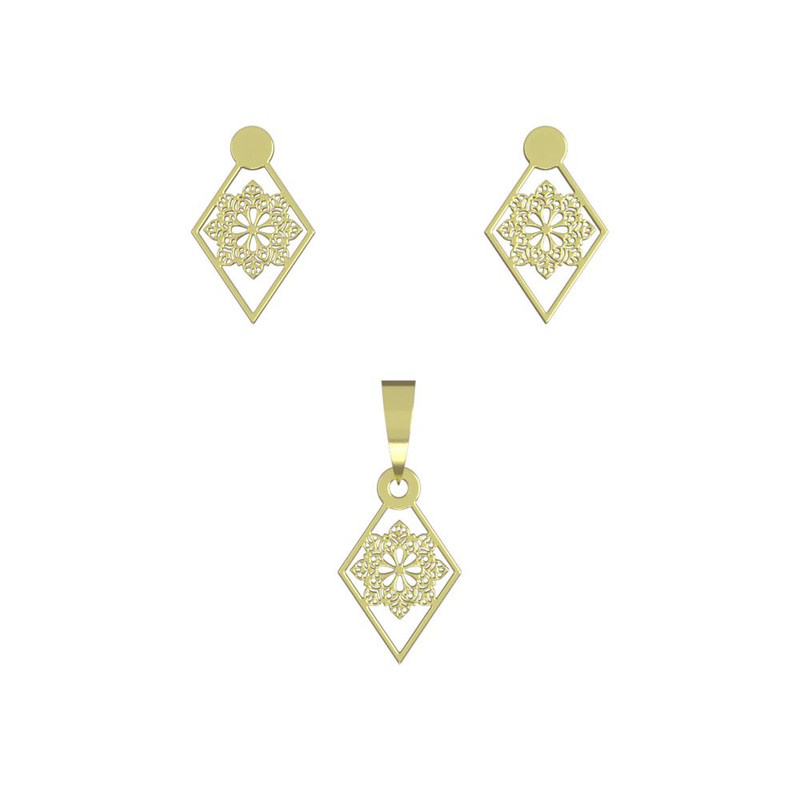 نیم ست طلا 18 عیار زنانه مدوپد مدل لوزی کد NA10271