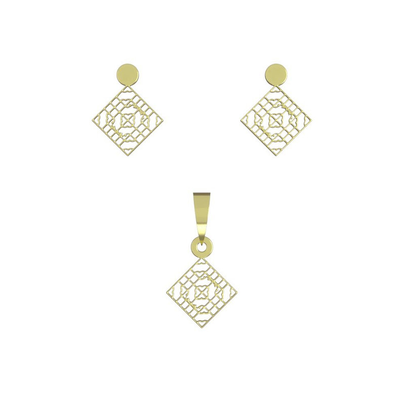 نیم ست طلا 18 عیار زنانه مدوپد مدل لوزی کد NA10483