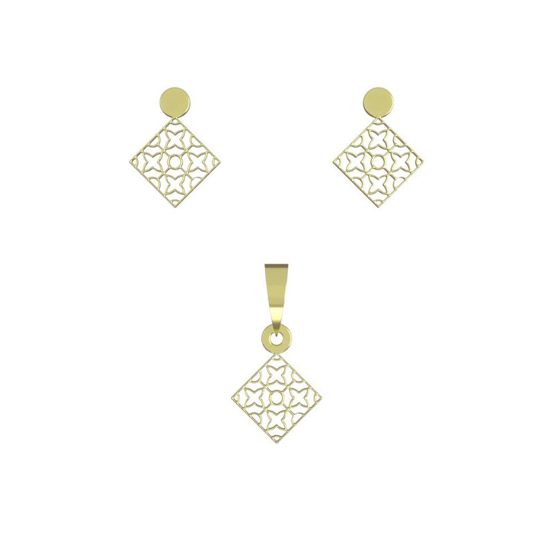 نیم ست طلا 18 عیار زنانه مدوپد مدل لوزی کد NA10487