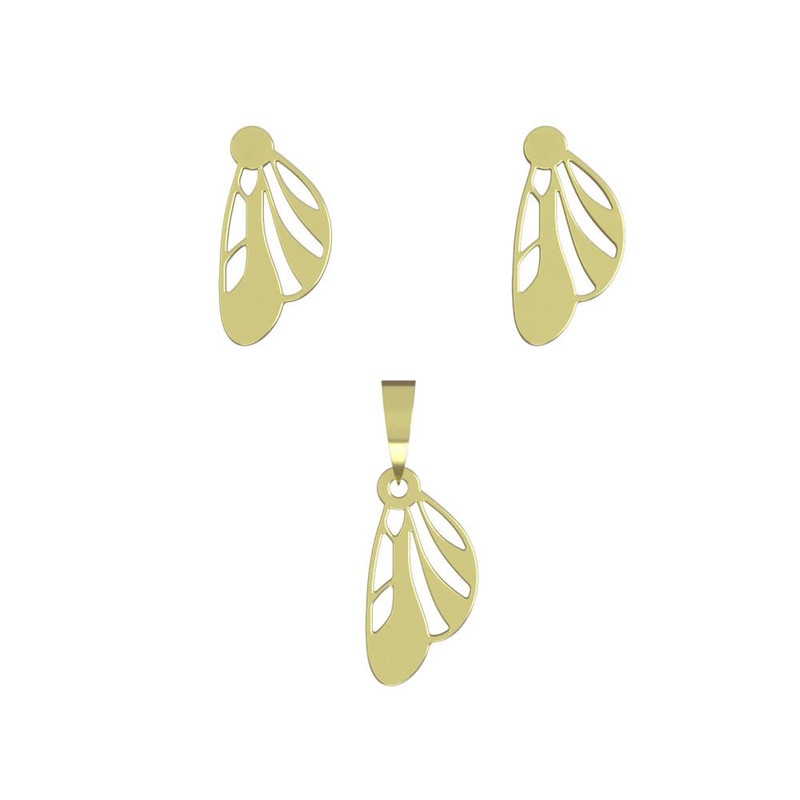 نیم ست طلا 18 عیار زنانه مدوپد مدل بال پروانه کد NA11976