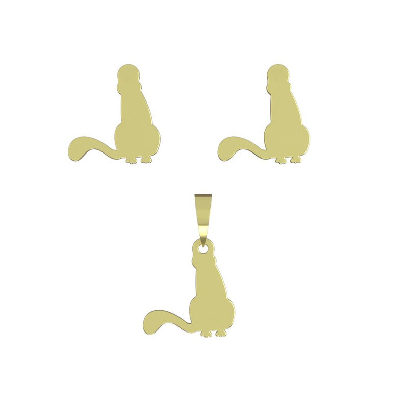 نیم ست طلا 18 عیار زنانه مدوپد مدل گربه کد NA11985