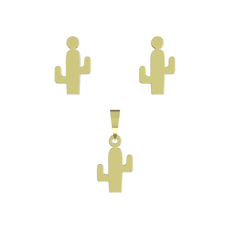 نیم ست طلا 18 عیار زنانه مدوپد مدل کاکتوس کد NA12191