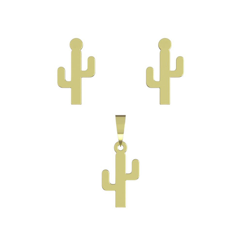 نیم ست طلا 18 عیار زنانه مدوپد مدل کاکتوس کد NA12192