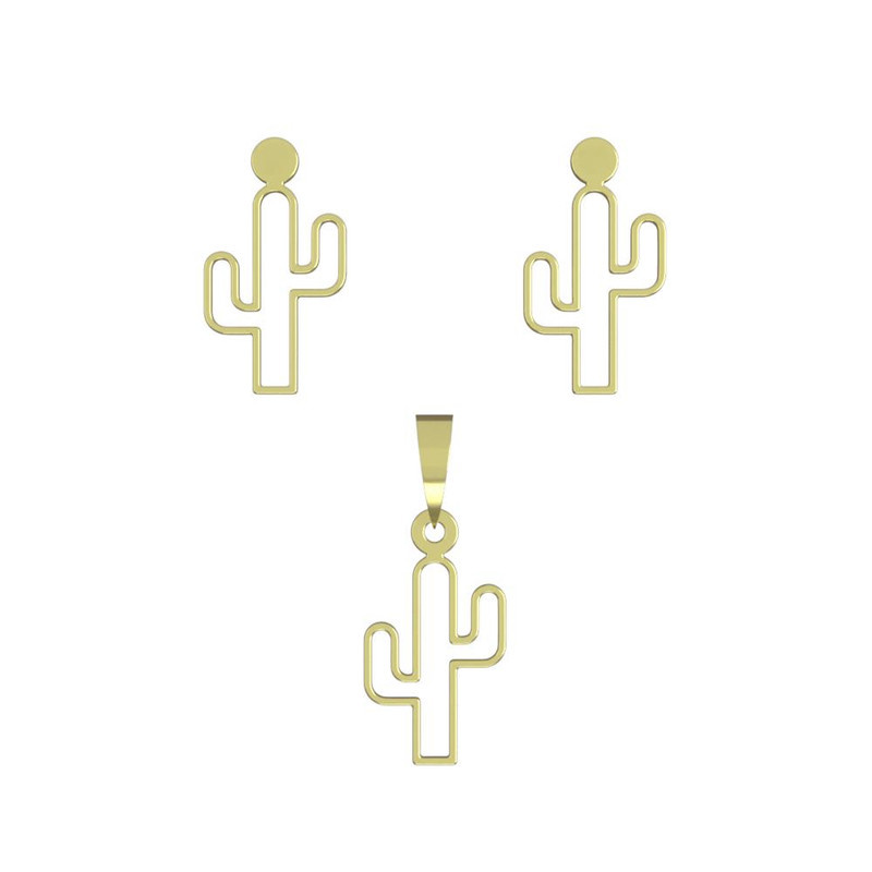 نیم ست طلا 18 عیار زنانه مدوپد مدل کاکتوس کد NA12211