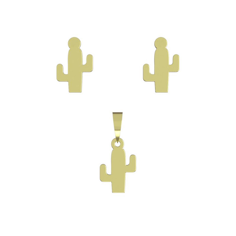 نیم ست طلا 18 عیار زنانه مدوپد مدل کاکتوس کد NA12212