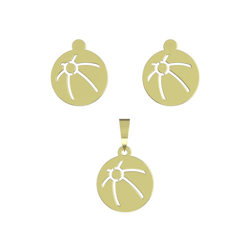 نیم ست طلا 18 عیار زنانه مدوپد مدل توپ بسکتبال کد NA12256